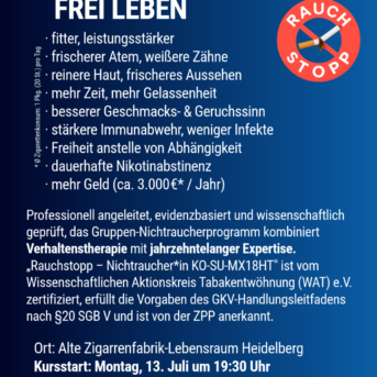 Bild oder Logo der Dankstelle Rauchstopp – Gruppenprogramm dkfz-BIÖG Rauchfrei-Anbieter: Privatpraxis Horn Heidelberg